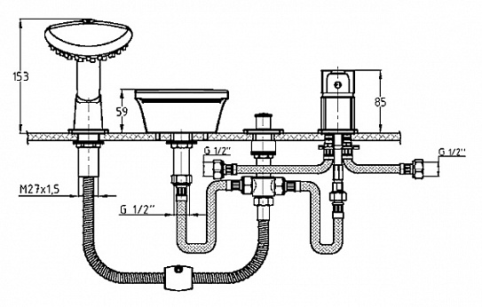 Смеситель на борт ванны G.P.D. ATROS MAK66 на 4 отверстия