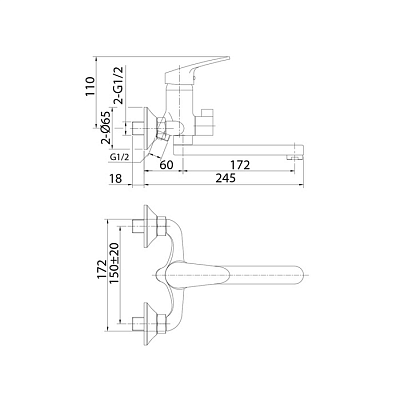 Смеситель для ванны поворотный 426924 Simp SIMSB02M02