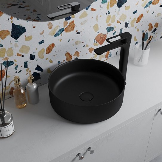 Раковина накладная круглая черная 36 Iddis Ray RAYBM03i27 черный матовый