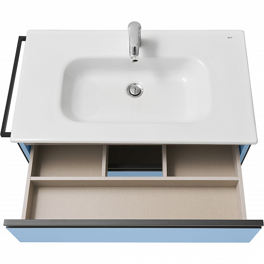 Тумба под раковину Roca Domi 80 2 ящика небесный синий матовый ZRU9307871