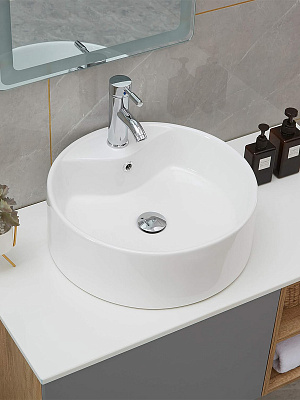 Раковина накладная круглая 41 MONTEREY ZT-8002B с отверстием под смеситель и переливом