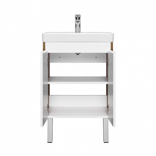 Тумба под раковину AQUATON Сканди Doors 55 белый глянец/дуб рустикальный 1A278801SDZ90