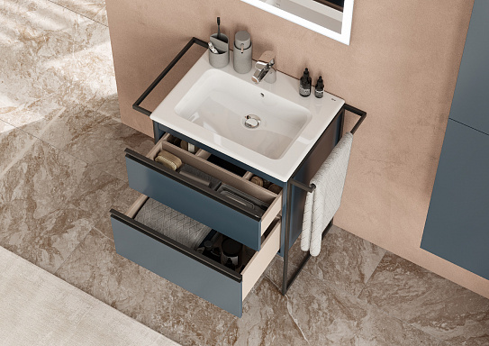 Тумба под раковину Roca Domi 60 2 ящика синий матовый ZRU9307867