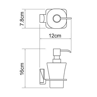 Дозатор для жидкого мыла стеклянный, 300 ml WasserKRAFT Exter K-5299