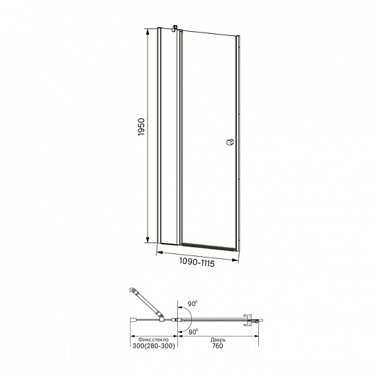 Душевая дверь распашная Iddis Ray RAY6CP1i69 1100х1950