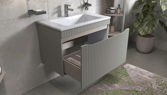 Тумба под раковину Velvex Alba 800-0-1 (Madera Modul) навесная тирамису (рак. 264583 в комплект не входит)