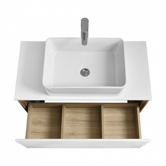 Тумба под накладную раковину Aquaton Либерти 90 дуб эльвезия белый глянец 1A279901LYC70