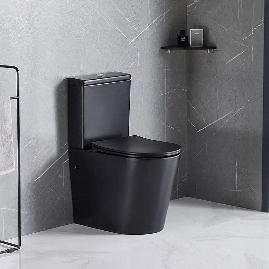 Унитаз компакт Cerutti SELLA MB сиденье с микролифтом, цвет черный матовый 9865