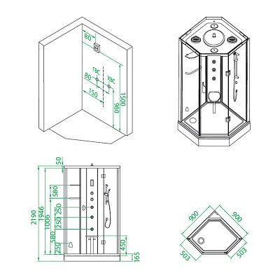 Гидромассажная кабина Iddis Leaf 90*90*219 L30T099i85