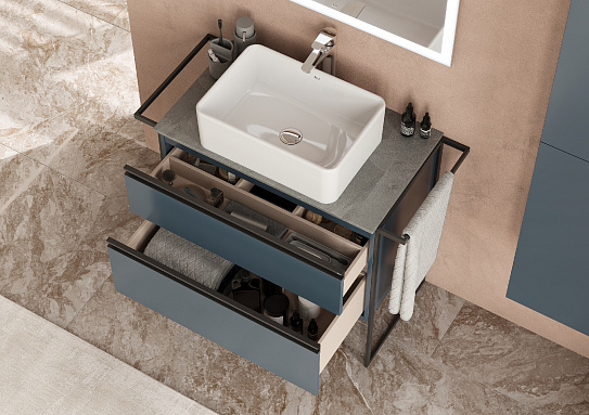 Тумба под раковину Roca Domi 80 2 ящика синий матовый ZRU9307868