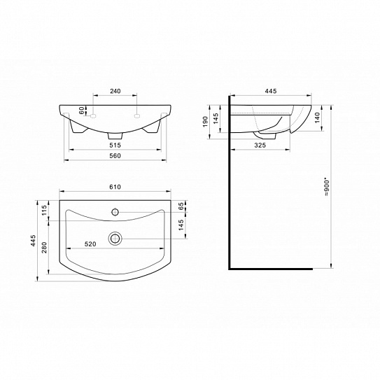 Тумба с раковиной 60 см Vigo Callao 1-600 (раковина Балтика 60)