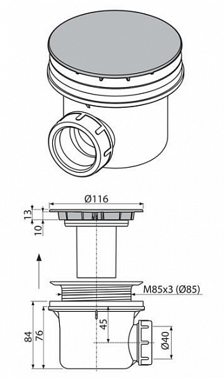 Сифон для душевого поддонa Alcaplast A49CR