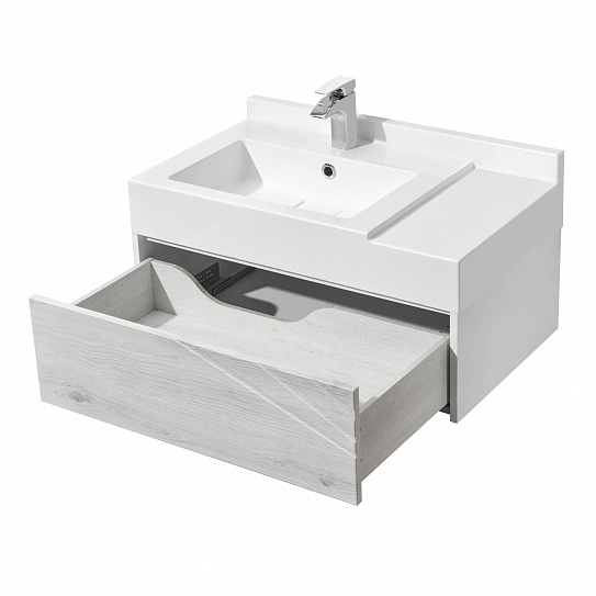 Тумба без раковины Акватон Сакура 80 ольха наварра белый глянец 1A236401SKW80