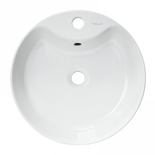 Раковина накладная 43 см круглая Sanita Luxe Best Shelf 43 BST43SLWB01SH  с отверстием под смеситель