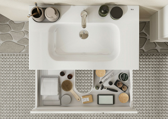 Тумба под раковину модуль 2 ящика PILAR 800 белый Roca A857669472 (рак.261047 в комплект не входит)