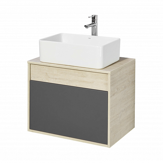 Тумба под накладную раковину Aquaton Лофт Урбан 65 серый графит, дуб орегон 1A254001LQX60