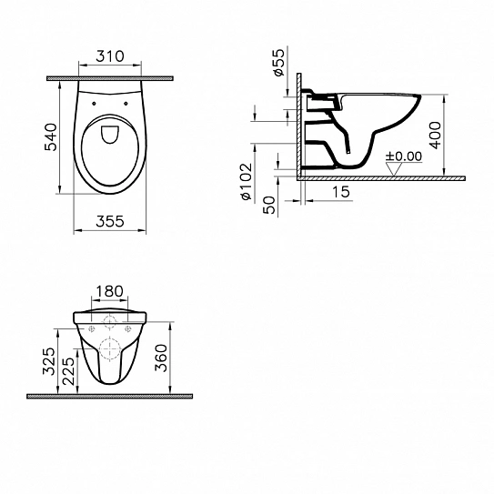 Унитаз подвесной безободковый Monterey Eco Plus 7855N003-7147 с сиденьем