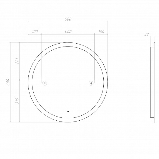 Зеркало круглое 60 см VIGO Otti Comfort 600, арт 183