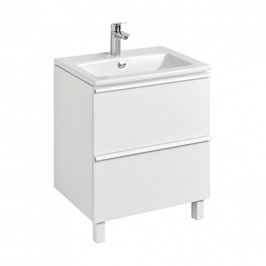 Тумба с раковиной Aquaton Хюгге 60 2 ящика белый матовый, 1A280701HG2B0