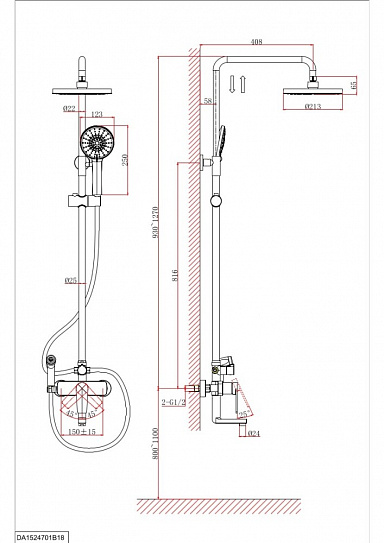 Душевая система с гигиеническим душем D&K Bayern.Fürth DA1524701B18 хром