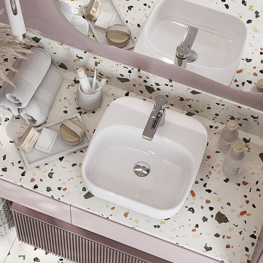 Раковина накладная 42 Одри Soft Aquaton 1WH501709 с полочкой