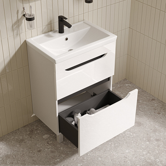 Тумба напольная с умывальником (4076000i28) 60см, белый, Ray, IDDIS RAY60WFi95K