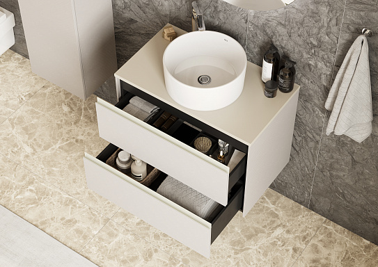 Тумба под раковину Roca Ona Ivory 800 слоновая кость, 2 ящика, ZRU9307862