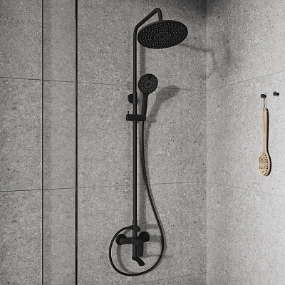 Смеситель для ванны с верхним душем Milardo Rora RORBL4FM06, черный матовый