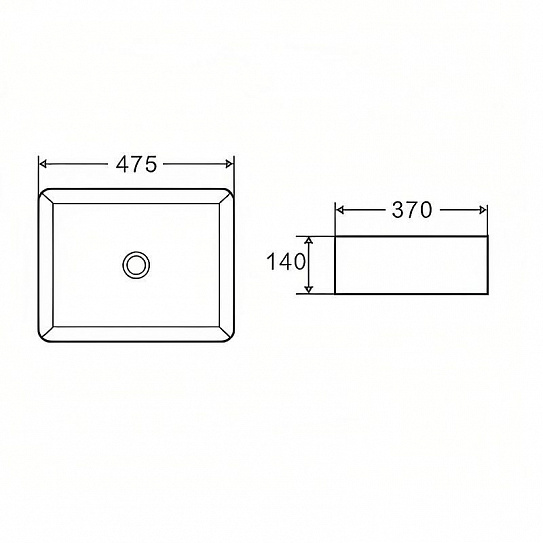 Раковина накладная 48 см прямоугольная D&K Berlin DT1430216