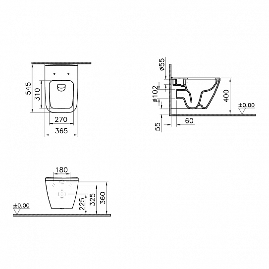 Комплект инсталляции с унитазом Vitra L-Box Integra Square 9856B003-7207