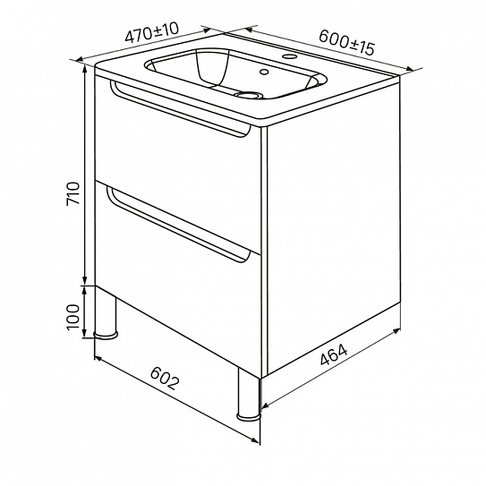 Тумба с умывальником напольная, 60 см, IDDIS Edifice EDI60WFi95K белая