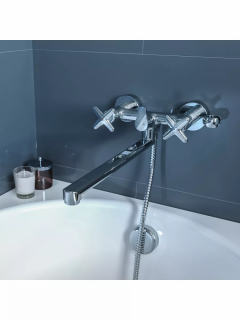 Смеситель для ванны поворотный с длинным изливом с керамическим дивертором Iddis Copter COPSBL2i10WA