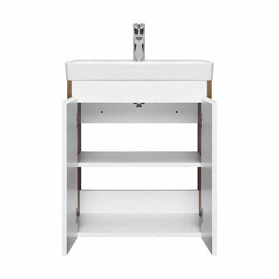 Тумба с раковиной AQUATON Сканди Doors 55 белый глянец/дуб рустикальный 1A278801SDZ90