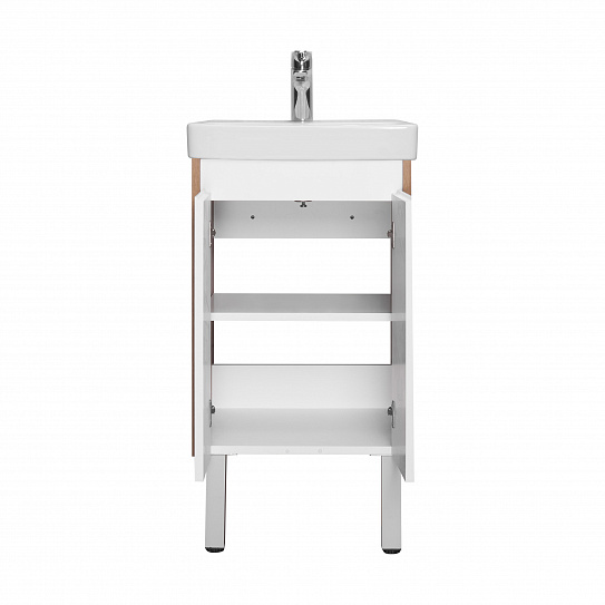 Тумба с раковиной AQUATON Сканди Doors 45 белый глянец/дуб рустикальный 1A278701SDZ90