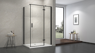 Душевое ограждение 120х90 MONTEREY EX-404B черное прозрачное стело 8мм