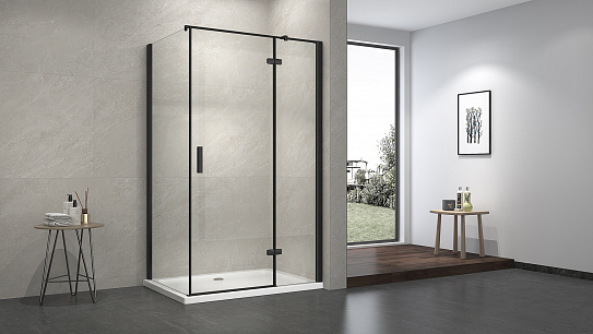 Душевое ограждение 120х90 MONTEREY EX-404B черное прозрачное стело 8мм