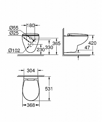 Подвесной унитаз Grohe Bau Ceramic WC 39351000