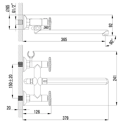 Смеситель для ванны Lemark Plus Spirit LM1951C