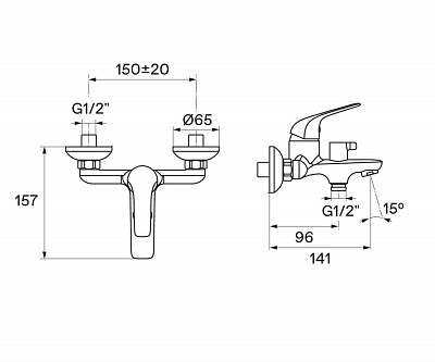 Смеситель для ванны Santek Нико WH5A10005C001