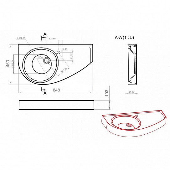 1Marka раковина PICCOLO R (материал полититан)