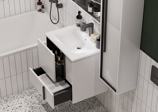 Тумба с раковиной Aquaton Ривьера 60 белый матовый 1A238801RVX20