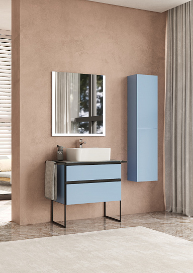 Тумба с раковиной Roca Domi 80 2 ящика ZRU9307871, небесный синий матовый
