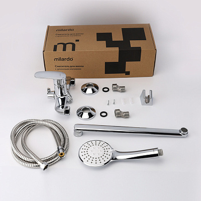 Смеситель для ванны с длинными изливом Milardo Rora глянцевый хром RORSB00M10