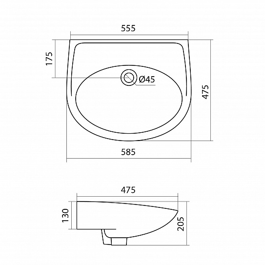 Раковина Santek Бореаль 60 без отверстия под смеситель 1WH110481
