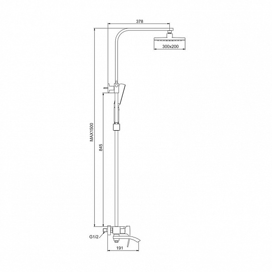 Душевая система с тропическим душем Gappo G07-8 G2407-8, белый/хром