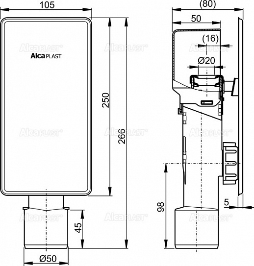 Сифон для сбора конденсата под штукатурку AlcaPlast AKS4