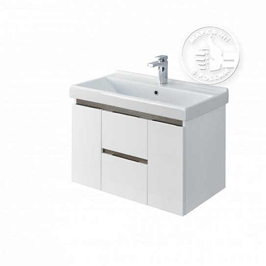 Тумба с раковиной Акватон Рене 80 белый/грецкий орех 1A222201NRC80+FST80SLWB01