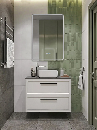 Зеркало в ванную с подсветкой и подогревом Monterey Аделия Люкс 70x100 (холодный свет, мультиблок, на касание)