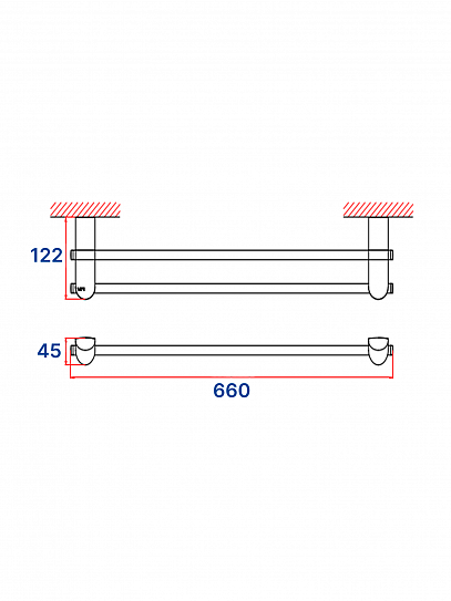 Держатель полотенец двойной VRI Rialto HG800615