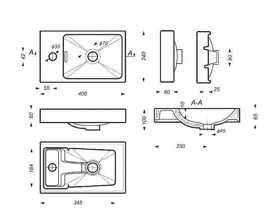 Раковина подвесная 40см Sanita Luxe Fest FST40SLWB01